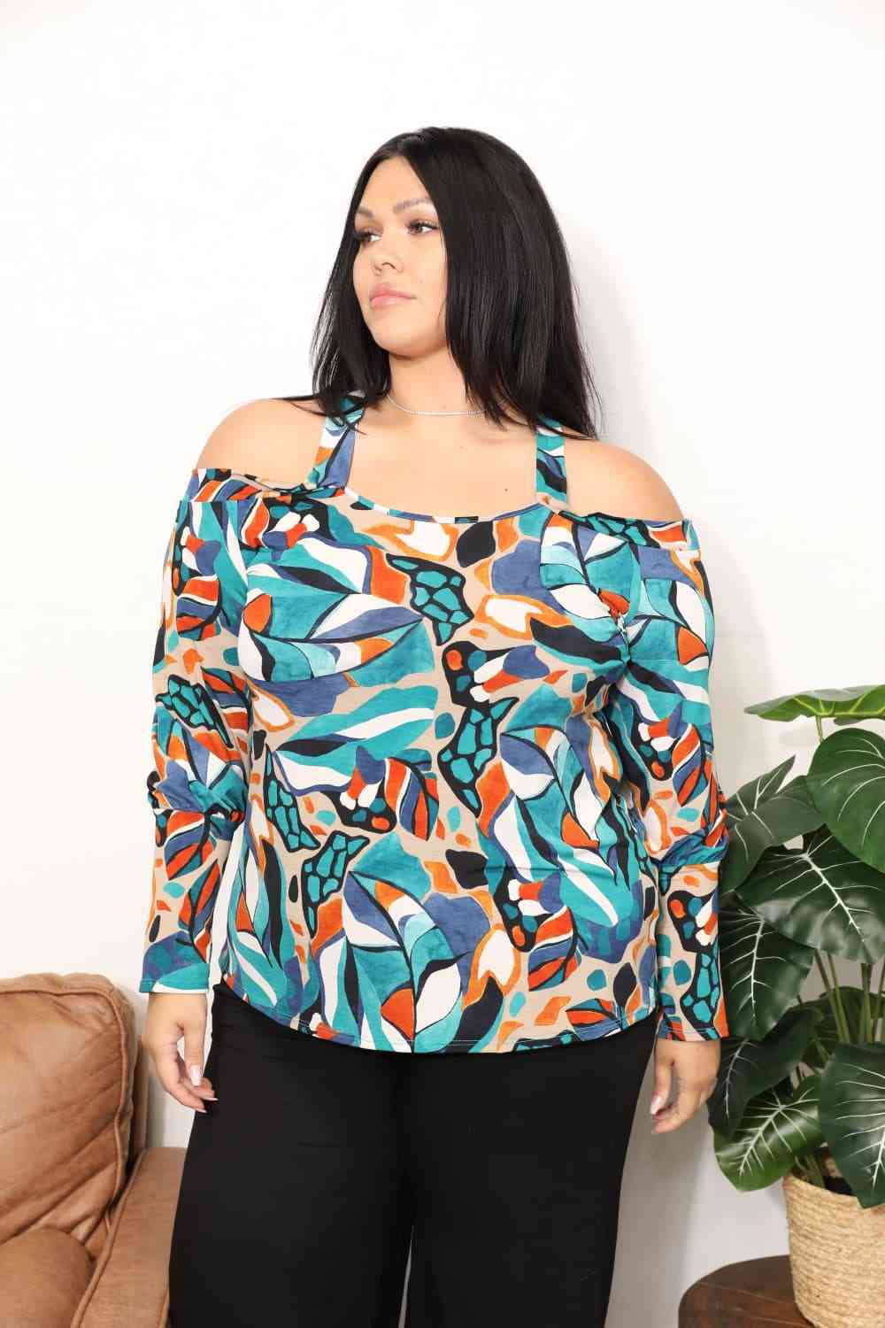 Sew In Love  Full Size High Neck Off Shoulder Criss Cross Top