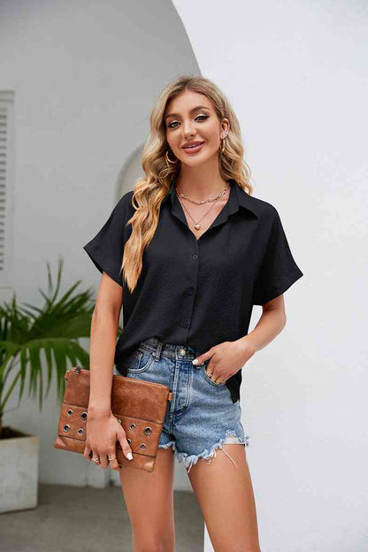 Short Sleeve Collared Neck Shirt