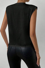 Tanktop mit Perlenbesatz und Rundhalsausschnitt