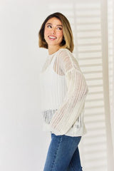 HYFVE Durchbrochener gerippter Strickpullover mit langen Ärmeln
